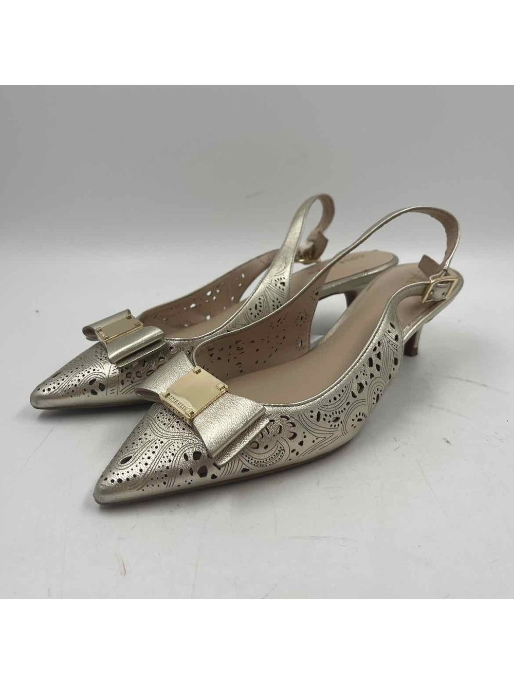 Cole Haan Women's Shoe Size 7 Gold Laser Cut Slingbacks
